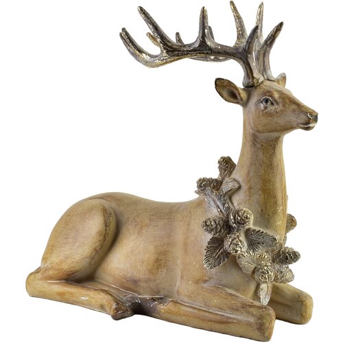 Mondex Figura poliresin Santa Lila Jelen 30.5x15.5x28.5 rjava z zlato patino 1 kos, (5000348755) Slike