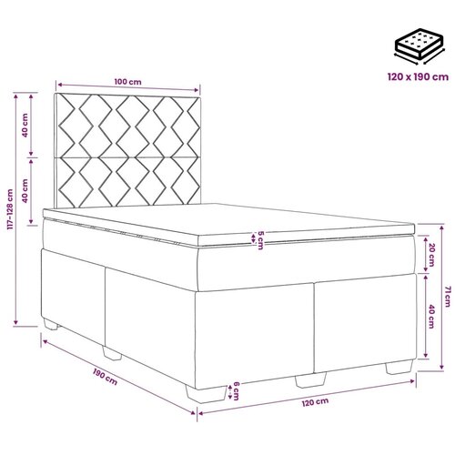  Boxspring krevet s madracem Plava 120 x 190 cm Tkanina - Plava 120 x 190 cm Dizajn s rombovima Cene