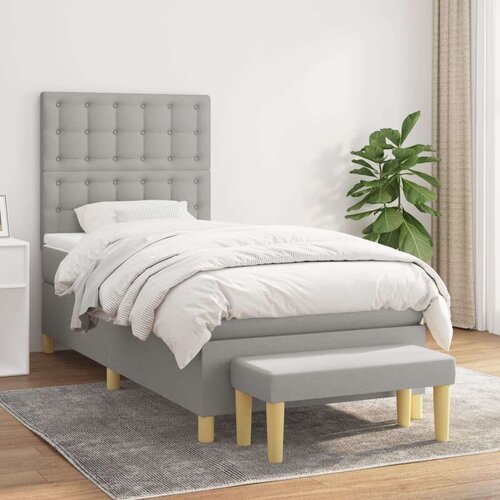 Box spring postelja z vzmetnico svetlo siva 90x190 cm blago, (20790043) Slike