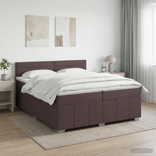  Boxspring krevet s madracem Tamno smeđa 200 x 200 cm Tkanina Slike