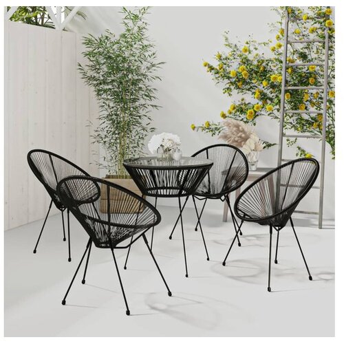  5-dijelni vanjski blagovaonski set od PVC ratana crni Cijene