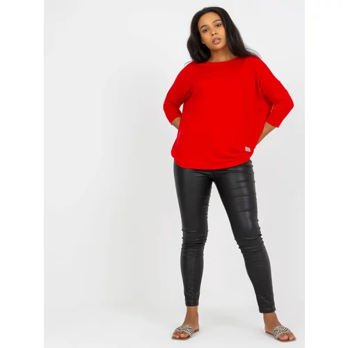 Fashion Hunters Plain red cotton blouse of larger size