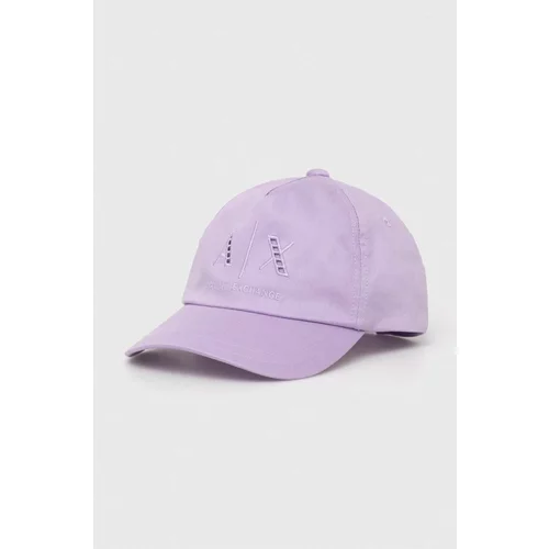 Armani_Exchange Bombažna bejzbolska kapa vijolična barva