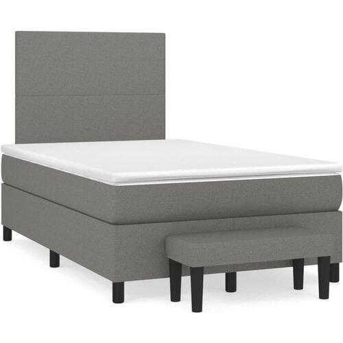 VidaXL Box spring postelja z vzmetnico temno siva 120x190 cm blago Slike