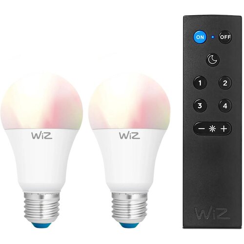  Set od 2 prigu&amp;scaron;ive LED RGBW sijalice A60 E27/9W/230V 2200-6500K Wi-Fi + daljinski upravljač - WiZ Slike