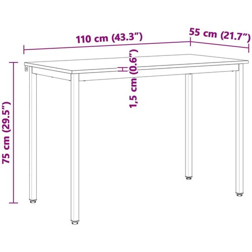  Stol za objedovanje Prirodna 110 x 55 x 75 cm Slike