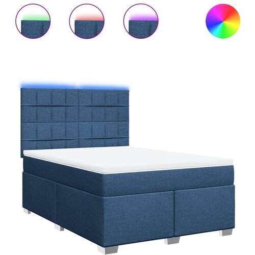 vidaXL Box spring postelja z vzmetnico modra 160x200 cm blago, (21321154) Cene