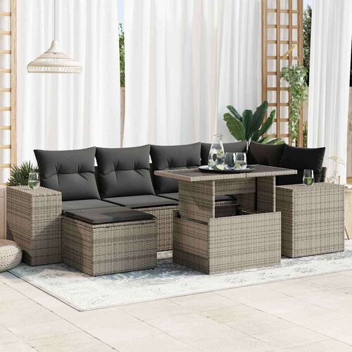 VidaXL 7-dijelni set vrtnih sofa sivi od poliratana Slike