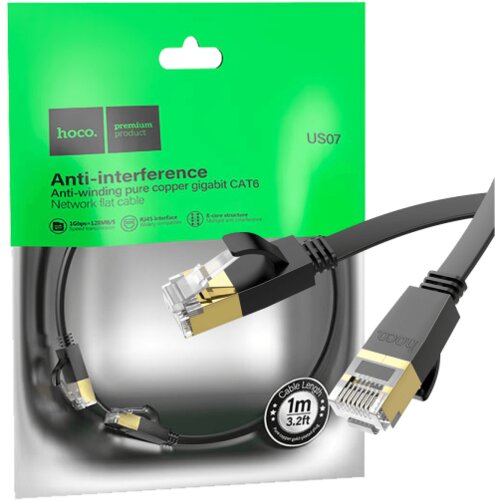 hoco. Mrežni kabl, CAT6, Gigabit Ethernet, flat, 1 met., crna &ndash; US07 General, 1 met. Cijene