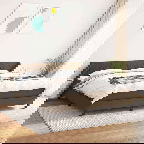  Box spring postelja z vzmetnico temno rjava 180x200 cm blago, (20899615) Cene