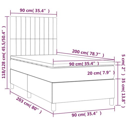  Krevet s oprugama i madracem tamnosmeđi 90 x 200 cm od tkanine Slike