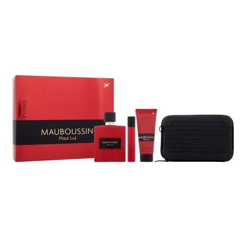 Mauboussin Pour Lui In Red Set parfemska voda 100 ml + gel za tuširanje 75 ml + parfemska voda 20 ml + torbica za rame za muškarce