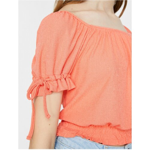 Koton Women's Pink Off The Shoulder Short Sleeve T-Shirt Cene