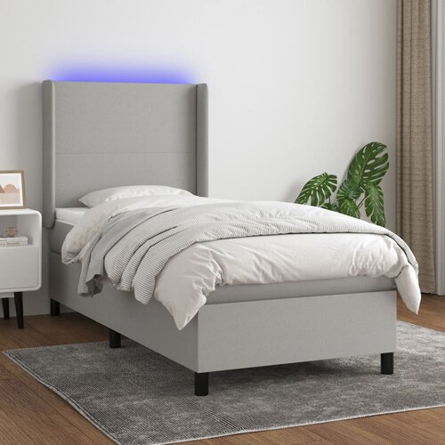 The Living Store Box spring postelja z vzmetnico LED svetlo siva 90x200 cm blago - Box Spring Postelja, (21520577) Slike