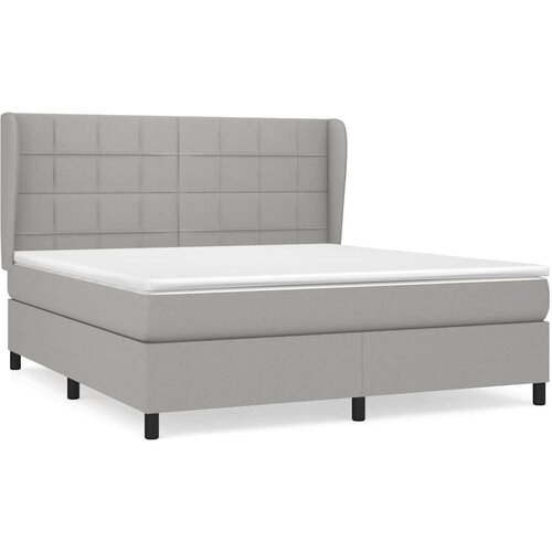  Krevet s oprugama i madracem svjetlosivi 180x200 cm od tkanine Slike