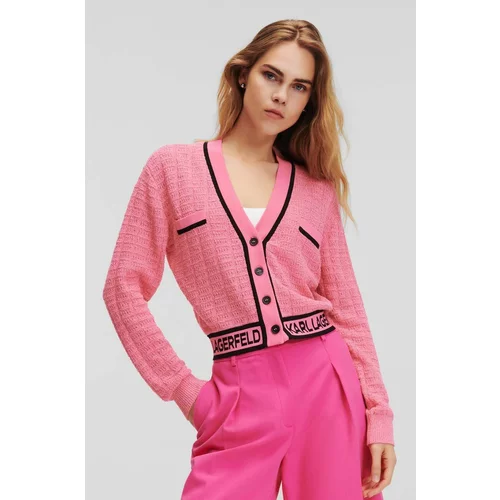 Karl Lagerfeld Pulover ženski, roza barva