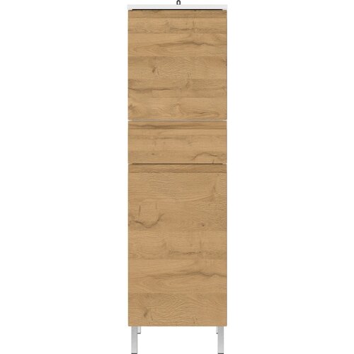 Germania Bijeli visoki kupaonski ormarić u dekoru hrasta 34x120 cm Torrance - Slike