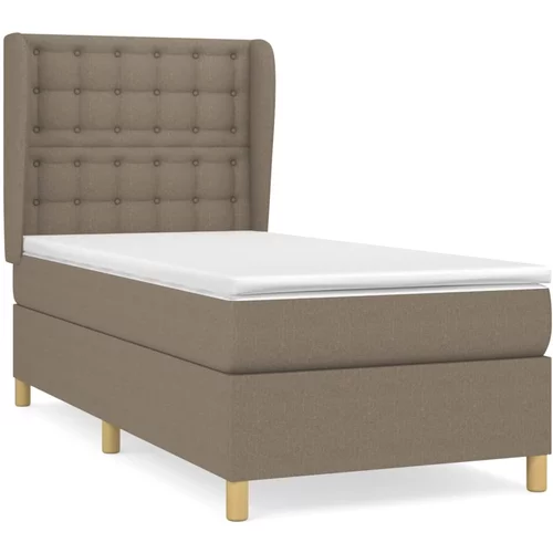 vidaXL Box spring postelja z vzmetnico taupe 90x200 cm blago, (20896133)