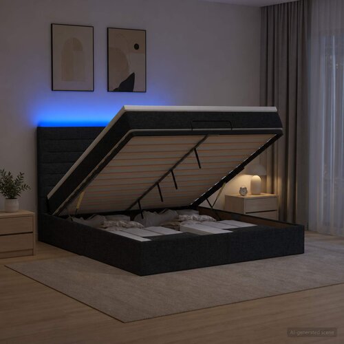  od pjene s madracem i LED-om Crna 140 x 200 cm Tkanina Cene