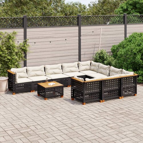 vidaXL 11-dijelni set vrtnih sofa od poliratana s jastucima crni Cijene