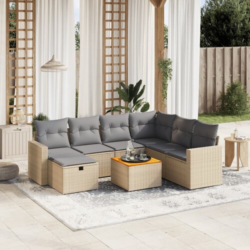 vidaXL 8-dijelni set vrtnih sofa s jastucima bež od poliratana Cijene