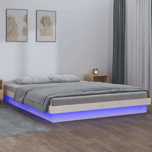  Posteljni okvir bel 150x200 cm trden les, (20903568) Slike