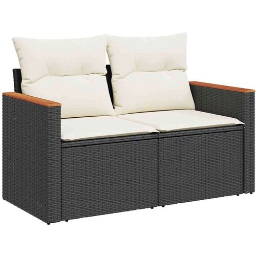 VidaXL 10-dijelni set vrtnih sofa s jastucima crni poliratana bagrem Slike