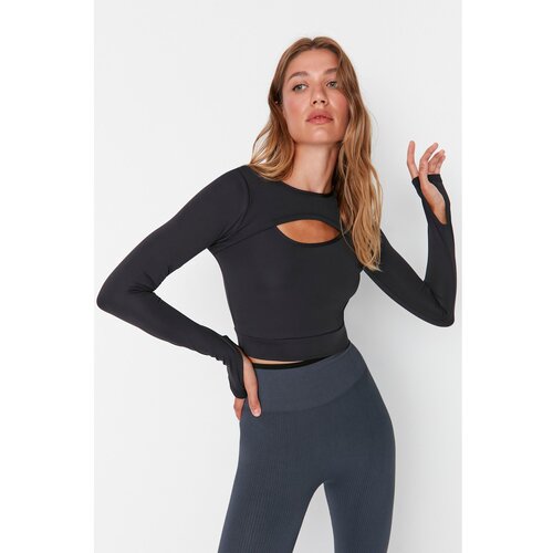 Trendyol Anthracite Cut Out Detailed Crop Sport Blouse Slike