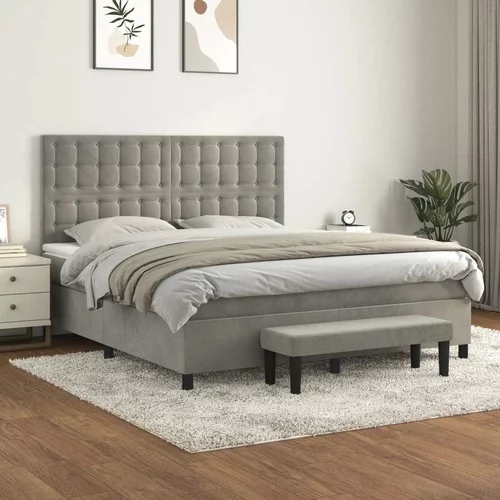  Box spring postelja z vzmetnico svetlo siva 180x200 cm žamet, (21118453)