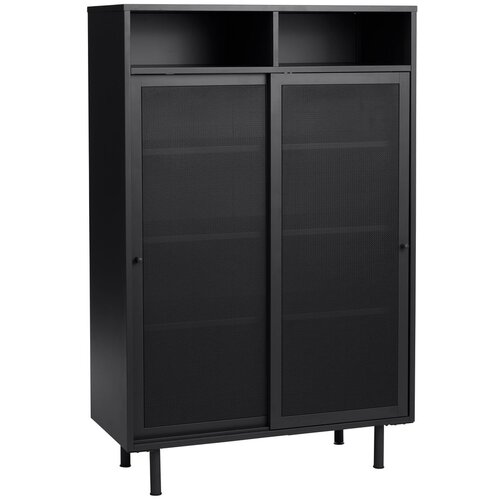 Unique Furniture črna kovinska omarica z drsnimi vrati 90x140x40 cm veep &amp;ndash; Slike