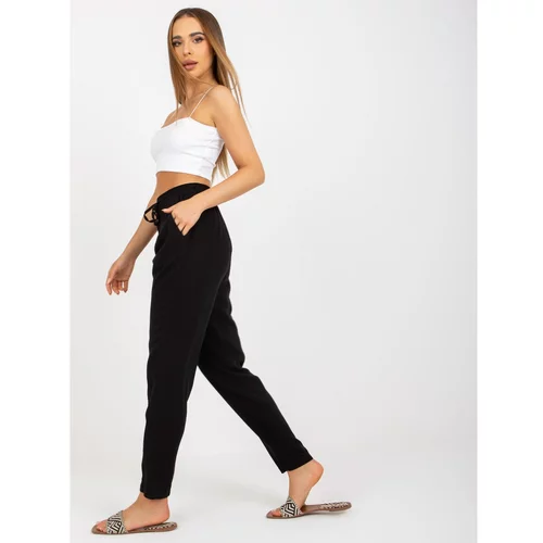 Fashion Hunters Black fabric trousers with straight legs SUBLEVEL