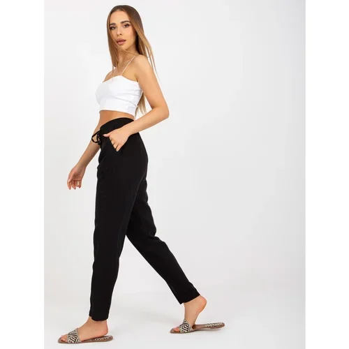 Fashion Hunters Black fabric trousers with straight legs SUBLEVEL