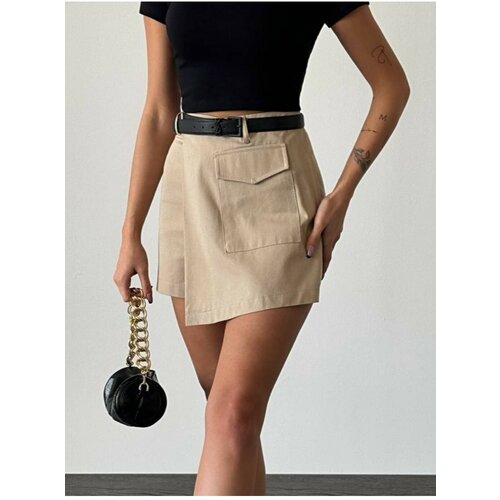 Laluvia Mink Color 100% Cotton Gabardine Short Skirt Cene