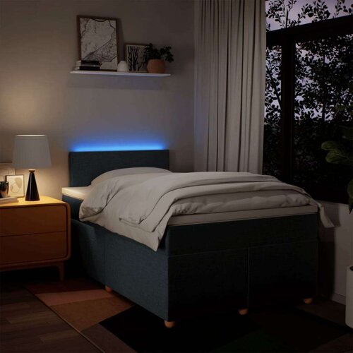 vidaXL Box spring postelja z vzmetnico moder 120x200 cm blago, (21273522) Cene