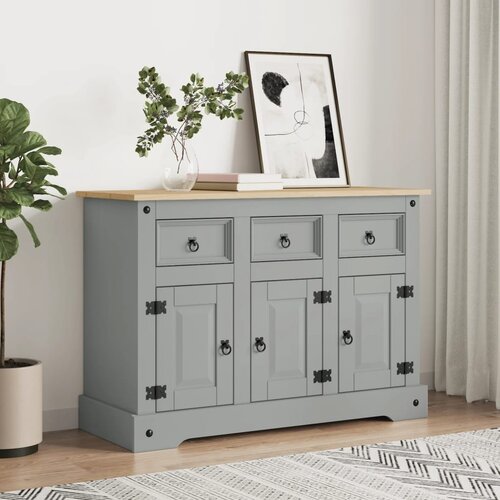 vidaXL Komoda Corona siva 112x43x78 cm trdna borovina Cene