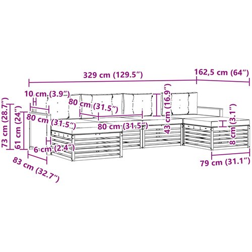  Set vanjskih sofa 6 kom. Čvrsto drvo akacije Slike
