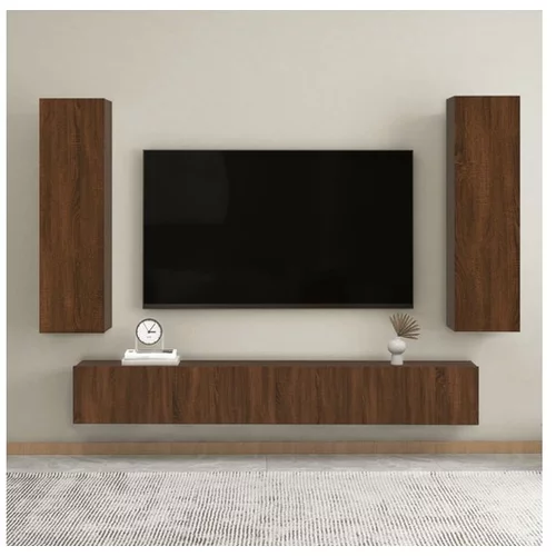  Stenska TV omarica 2 kosa rjav hrast 30,5x30x110 cm
