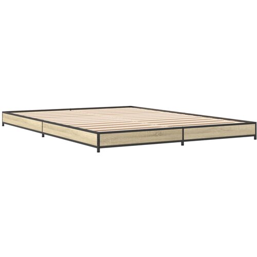 VidaXL Posteljni okvir sonoma hrast 120x190 cm inž. les in kovina, (21112301) Slike