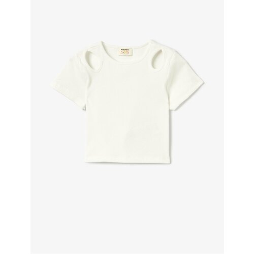 Koton T-Shirt Short Sleeve Window Detail Ribbed Cotton Slike