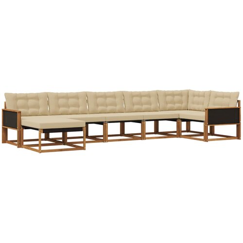 vidaXL Zunanja garnitura za sedenje z blazino 7 pcs Naravna in bež, (5000273610) Cene