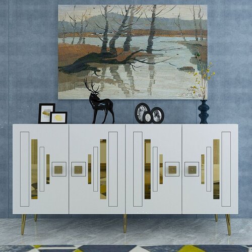 Hanah home konzolni sto Seduna, 150x75x35 cm, Belo-zlatne boje Cene