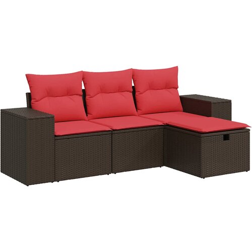  4-dijelni set vrtnih sofa od poliratana s jastucima Slike