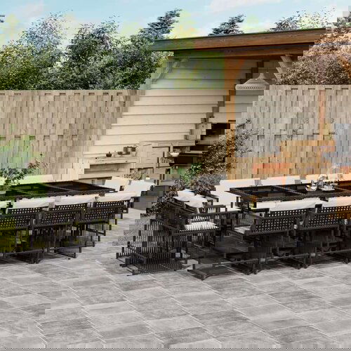  15-dijelni vrtni blagovaonski set s jastucima poliratan crni Slike