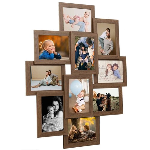 vidaXL Okvir za 10 fotografija (13 x 18 cm) svjetlosmeđi MDF Cijene