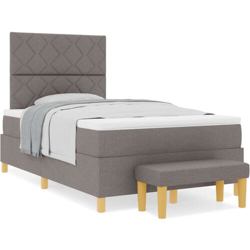 VidaXL krevetna podloga s madracem i klupom Taupe 120x200 cm Tkanina Slike