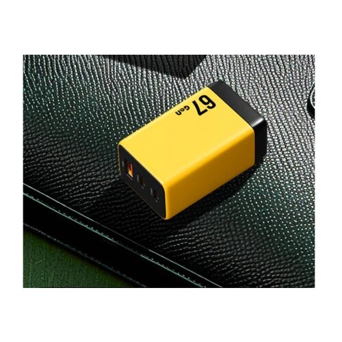 WEKOME WP-U157 Super brzi Strujni GaN punjač, 3-porta USB (3.0 i 2 x 3.1 Tip C) 67W, žuti Cene