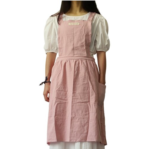 INF Lanena bombažna predpasnik - Cross Back Pinafore za umetnost, kavarno in delo Pink, (5000078397) Cene