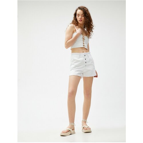 Koton Shorts - White - High Waist Slike