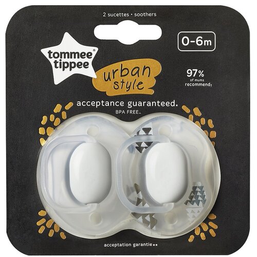 Tommee Tippee Urban Silikonska Duda, 0-6 mesecev, Nevtralna, 2 kosa, (22072540) Slike