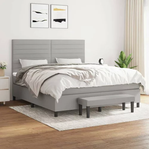  Box spring postelja z vzmetnico svetlo siva 160x200 cm žamet, (20930144)